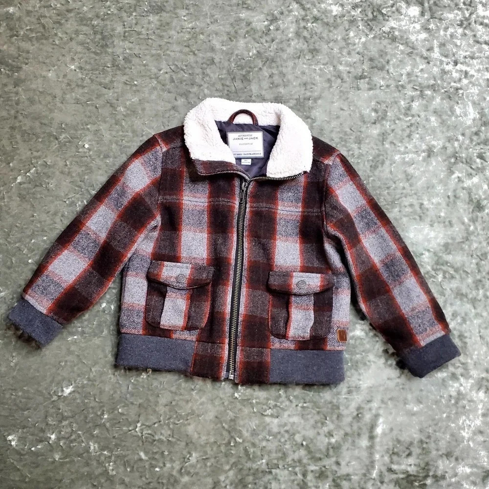 Janie & Jack Plaid Sherpa Collar Bomber Jacket